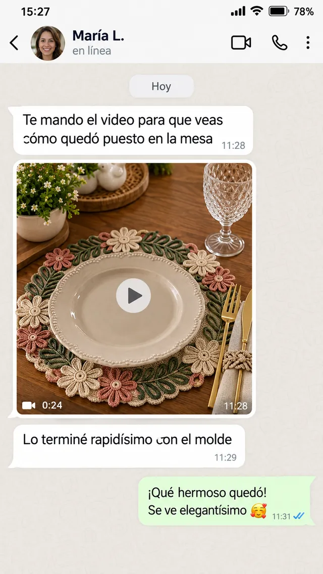 Mensaje de WhatsApp de María L. contando su resultado